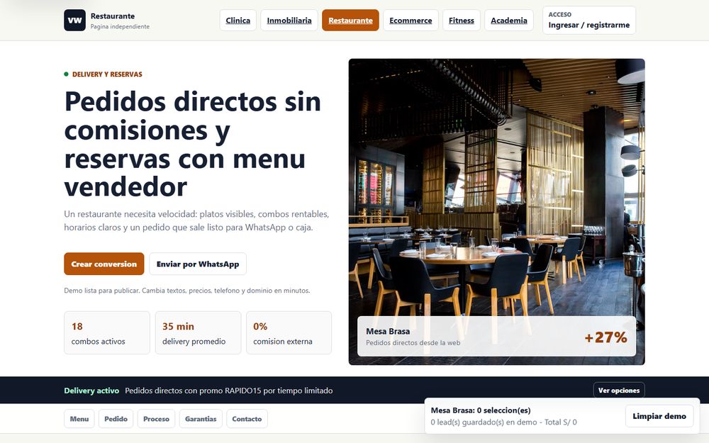 Web de restaurante